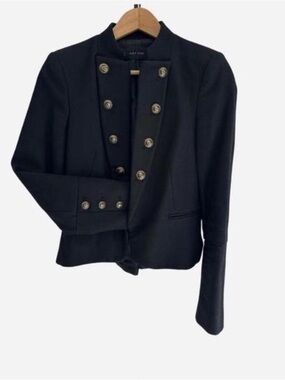 Zara Black Double-Breasted Military-Style Blazer